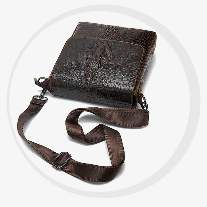 Clamshell Messenger Bag Herren Unifarben Krokodildruck Business Geldbörse