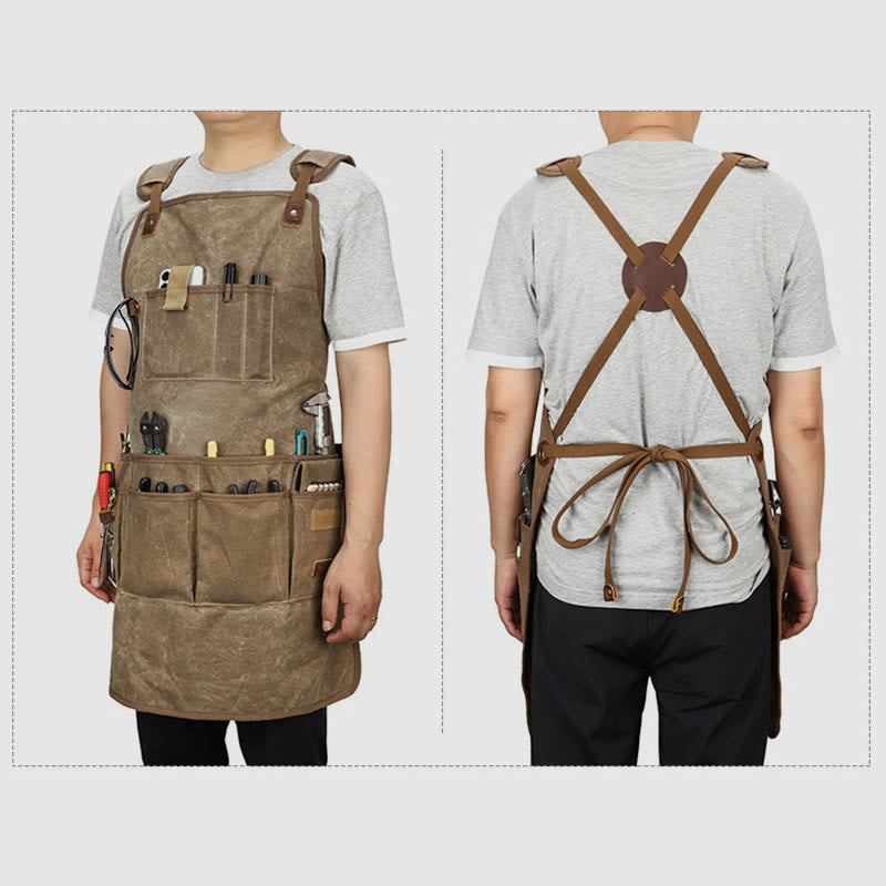 Werkzeugtasche für Handwerker, dicke, wasserdichte Canvas-Schlitz-Werkzeugschürze