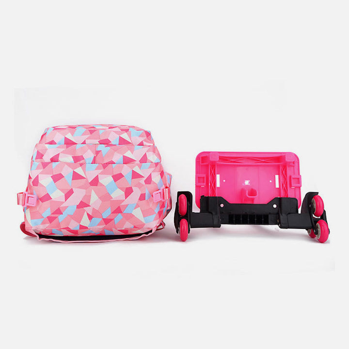 Schultasche mit Rollenden Rädern für Jungen und Mädchen, bunt bedruckter Rucksack