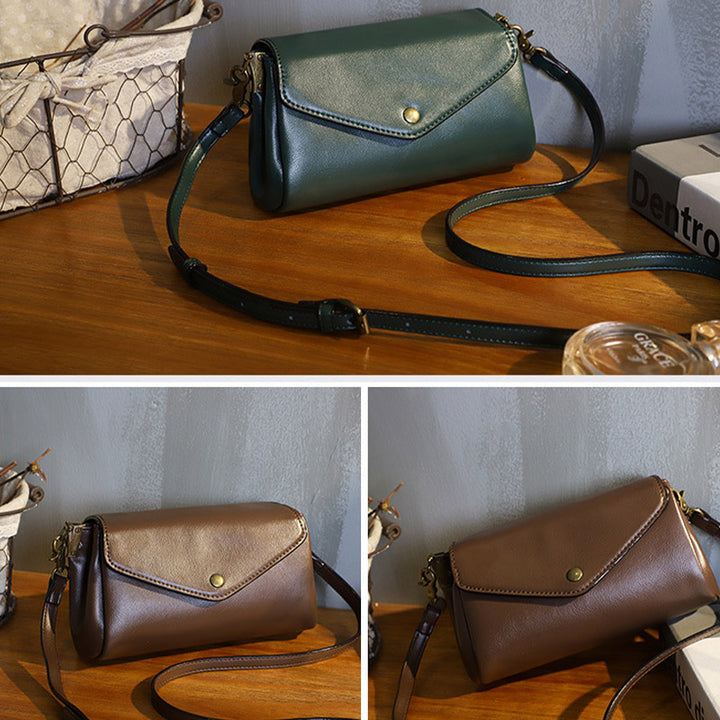 Retro Echtleder Handgemachte Umhängetasche Multi-Slot Schultertasche