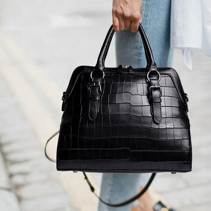 Elegante Handtasche Umhängetasche aus Leder mit Krokodilmuster in reiner Farbe