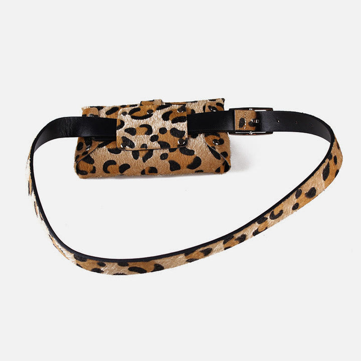 Leopardenmuster-Hüfttasche für Damen, Gürteltasche aus künstlichem Pferdehaar