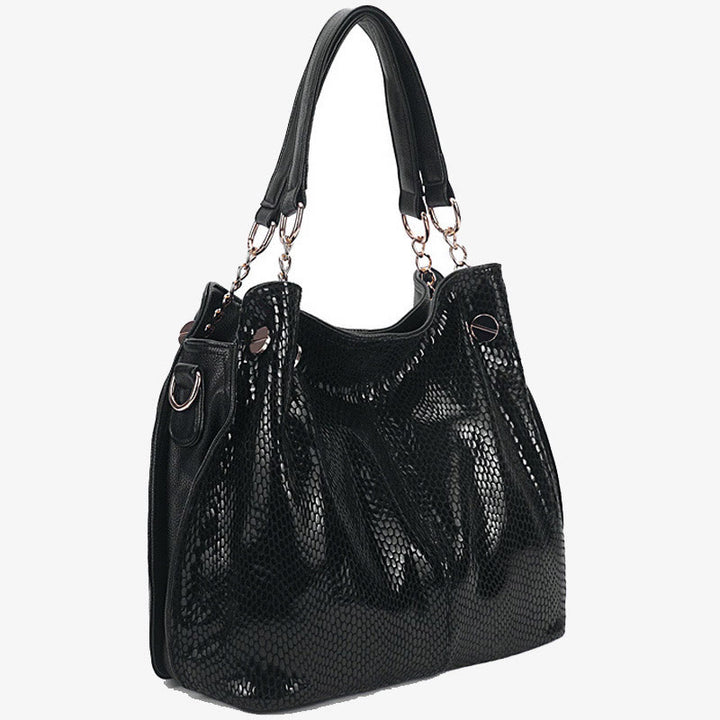 Glänzende Schlangenhaut-Grain-Tasche für Damen aus echtem Leder