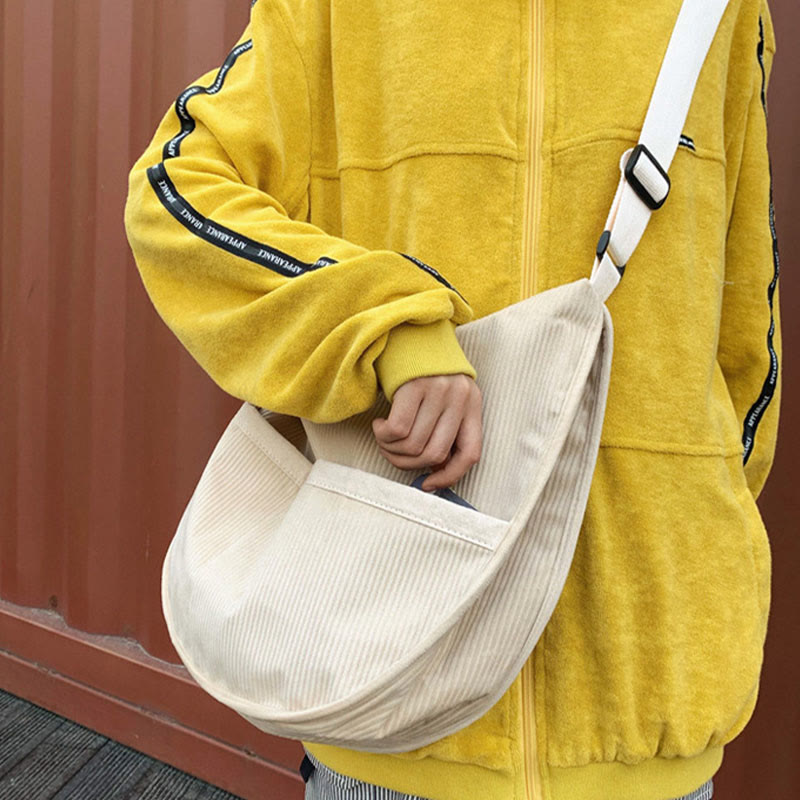 Umhängetasche für Damen, Retro-Coduroy-Patchwork, große Kapazität