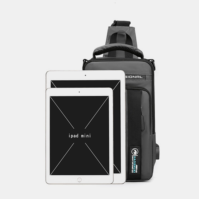 Leichte klassische Schultertasche mit mehreren Taschen und USB-Ladeanschluss für 4 Verwendungszwecke