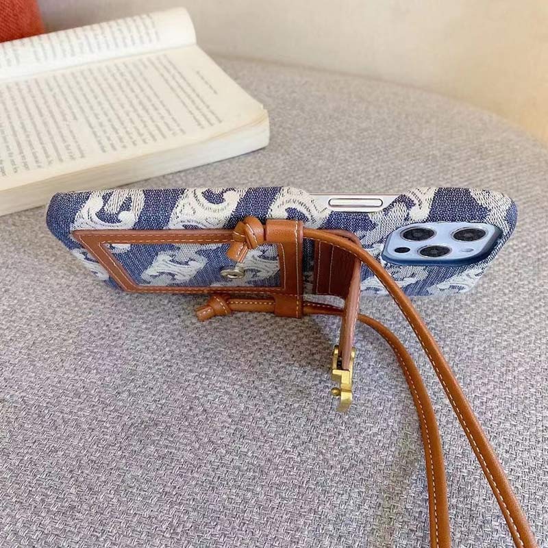 Vintage iPhone Kartenhalter Hülle Handytasche mit Umhängeband