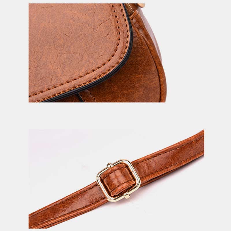 Kleine Umhängetasche aus Leder mit dreifachem Reißverschluss, Schultertasche für Damen