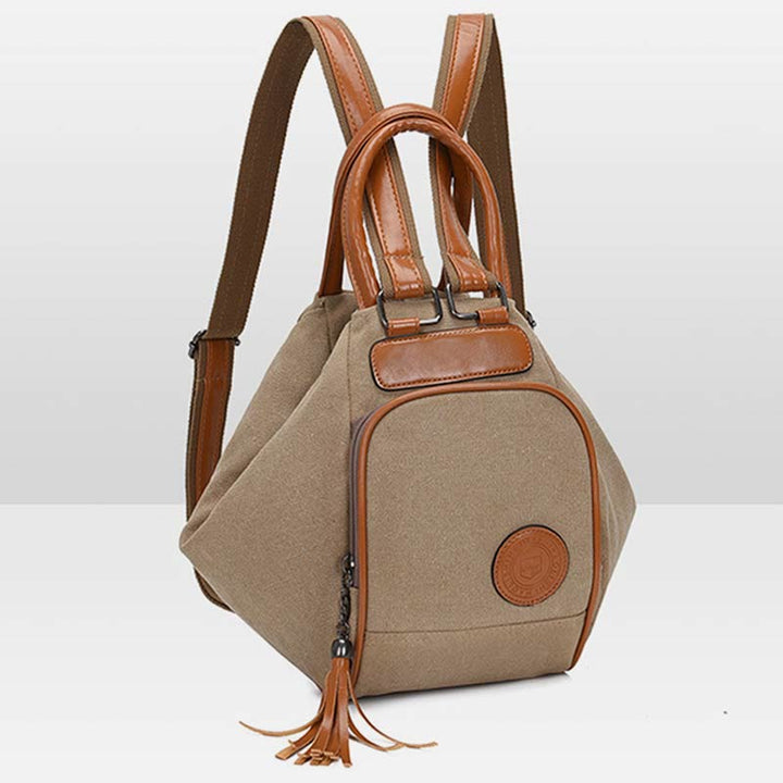 Multifunktionaler Damen-Rucksack mit Quastendekor, tragendem Canvas, Reise-Tagesrucksack