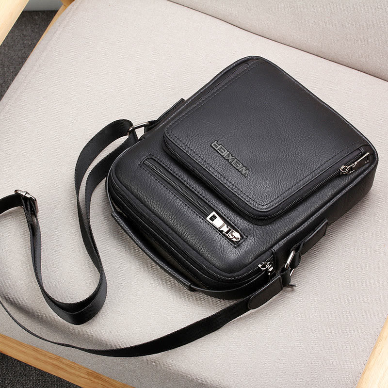 Messenger Bag für Herren, lässige Umhängetasche aus PU-Leder