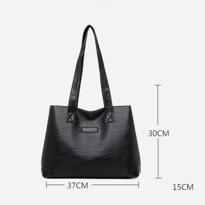 Damen Handtasche aus weichem Kunstleder mit zwei Fächern, Schultertasche