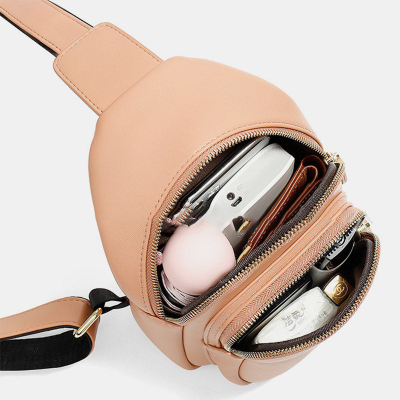 Sling-Rucksack, Brusttasche für Damen, kleine Umhängetasche aus Leder