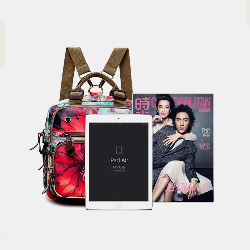 Multifunktionaler wasserdichter Rucksack mit Blumendruck, Wickeltasche mit Blumenmuster, Umhängetasche 