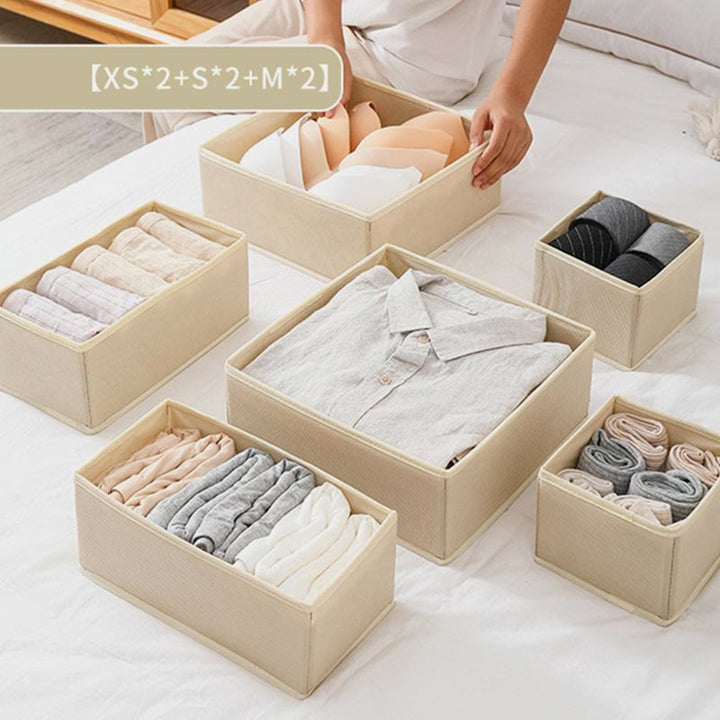Aufbewahrungstasche für Zuhause, Vlies, sechsteiliges Set, faltbare Kleider-Organizer-Box