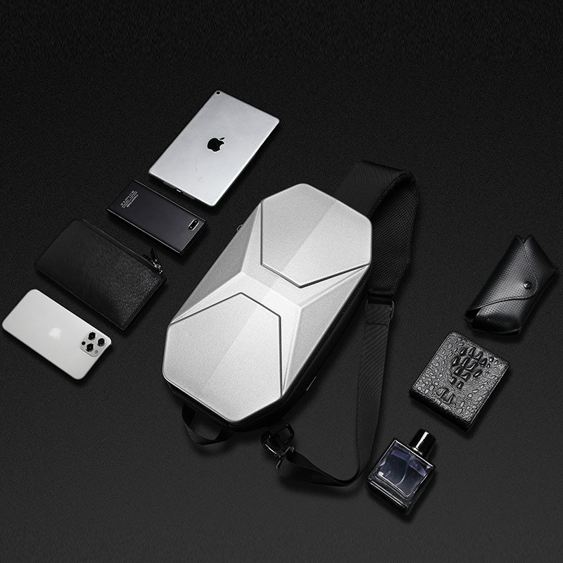 Modische Schultertasche für Herren, wasserdicht, robust, mit USB-Ladeanschluss