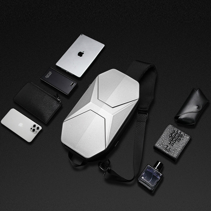 Modische Schultertasche für Herren, wasserdicht, robust, mit USB-Ladeanschluss