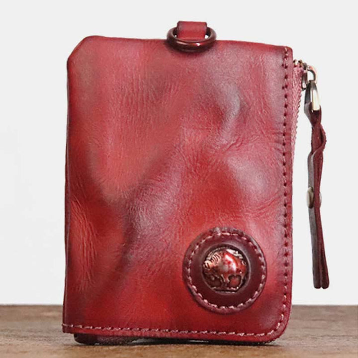 Geldbörse für Herren, multifunktional, weiches Leder, Vintage, täglicher Reißverschluss - Purpur - image 16