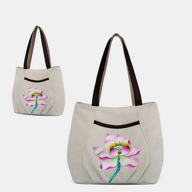 Lässige Canvas-Tragetasche mit mehreren Taschen für Damen, Umhängetasche mit Henkel