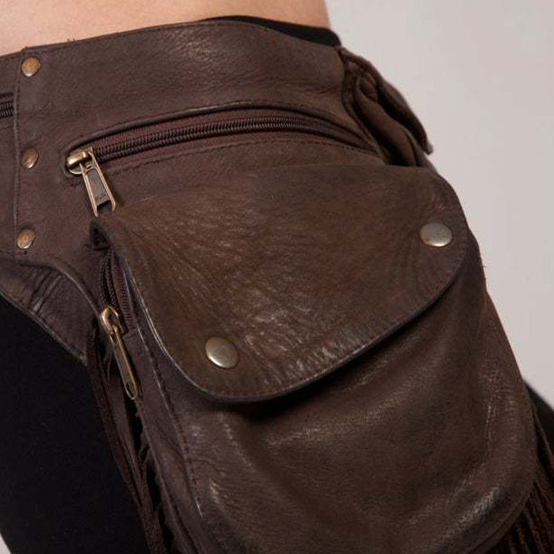 Mittelalterliche, handgefertigte, praktische Vintage-Gürteltasche aus Leder für alltägliche Partys