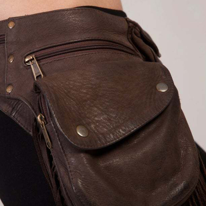 Mittelalterliche, handgefertigte, praktische Vintage-Gürteltasche aus Leder für alltägliche Partys
