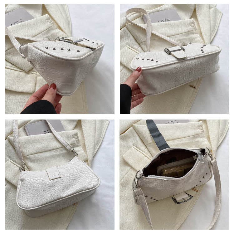 Umhängetasche aus Leder mit Krokodilmuster für Dating im Retro-Stil