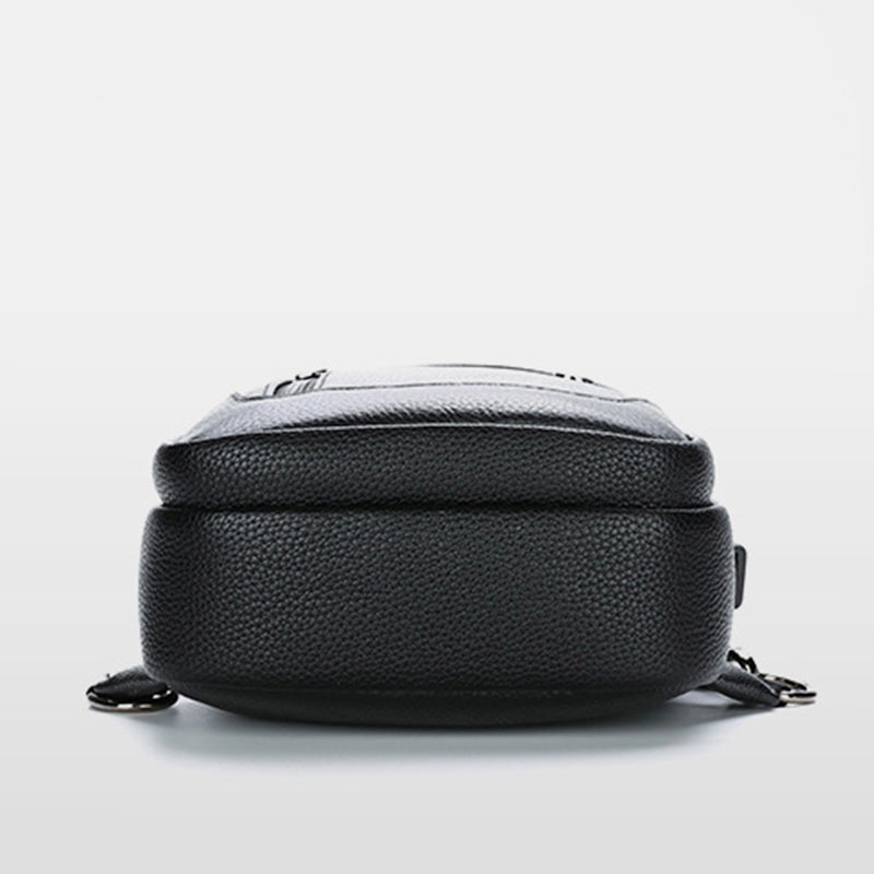 Sling Pack-Umhängetasche für Herren aus echtem Leder mit USB-Ladeanschluss