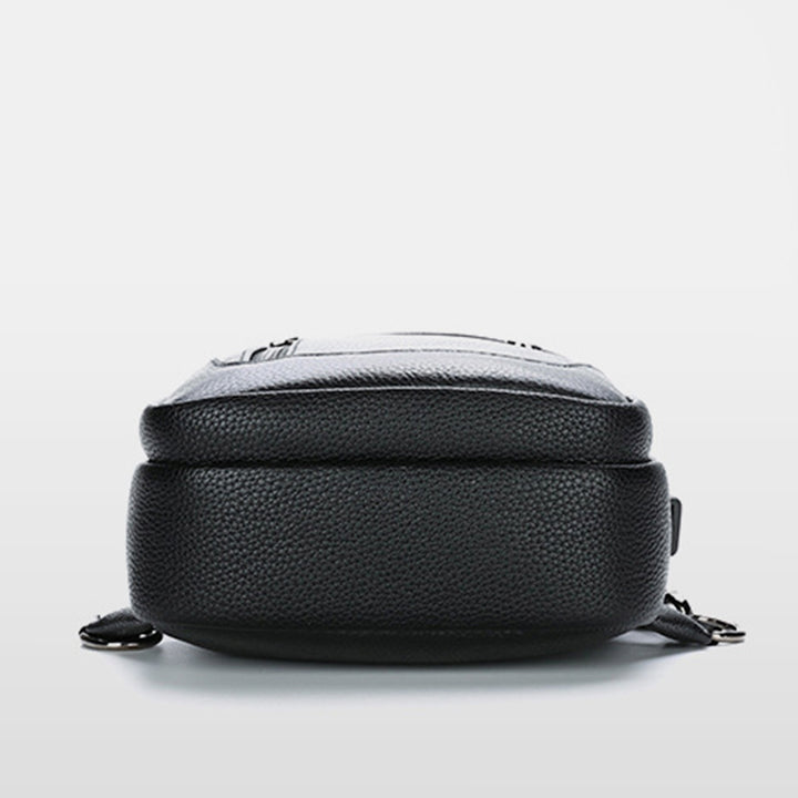 Sling Pack-Umhängetasche für Herren aus echtem Leder mit USB-Ladeanschluss