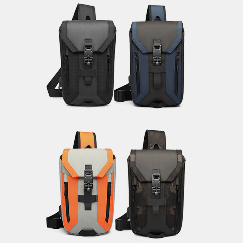 Wasserabweisende Schultertasche mit USB-Ladeanschluss