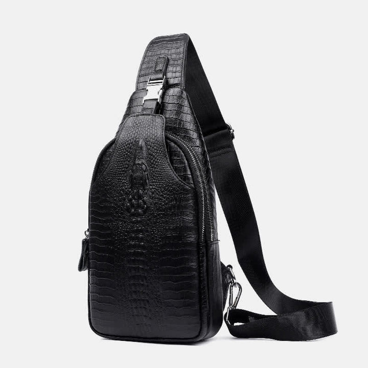 Krokodilleder Sling Bag Brust Rucksack Outdoor Reisen Wandern Sport Daypacks