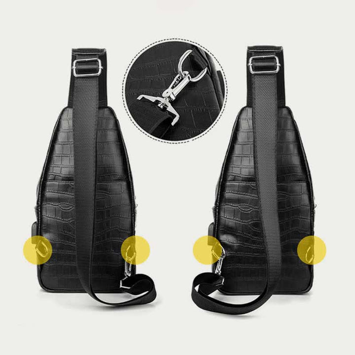 Sling-Rucksack aus Krokodil-Maserungsleder für Herren, Schultertasche, Reise-Tagesrucksack