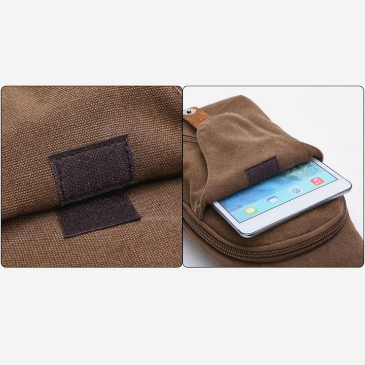 Multifunktionale Schultertasche aus Canvas im Vintage-Stil