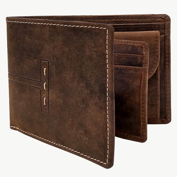 Retro Triple Fold Wallet Herren Dünne Leder Geldbörse