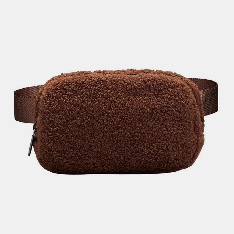 Leichte Hüfttasche für Damen und Herren, weiche und warme Schultertasche aus Plüsch