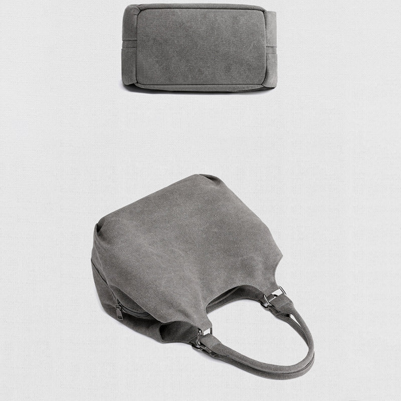 Tragetasche aus Canvas mit drei Fächern, leicht, funktional, Hobo-Handtasche
