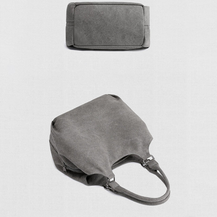 Tragetasche aus Canvas mit drei Fächern, leicht, funktional, Hobo-Handtasche