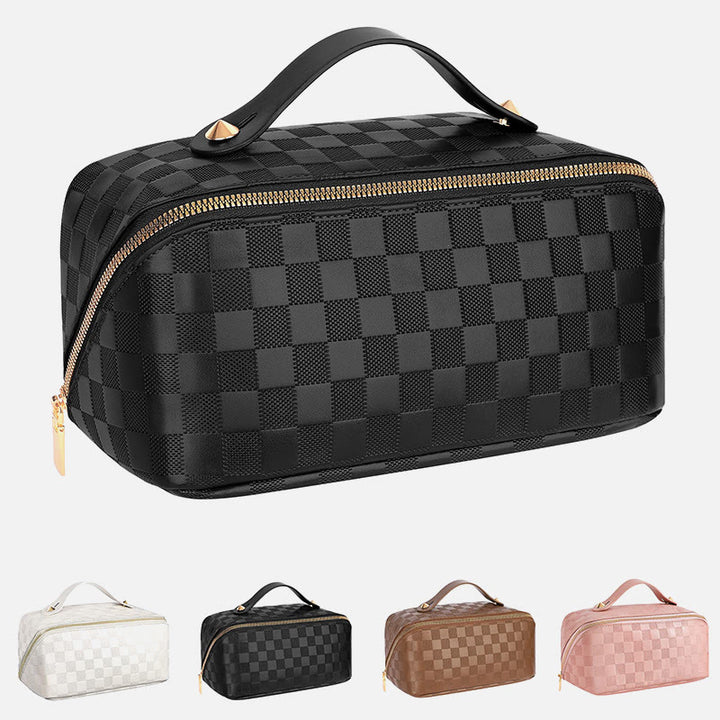Kosmetiktasche für Damen, Reise, praktische Make-up-Tasche aus PU-Leder