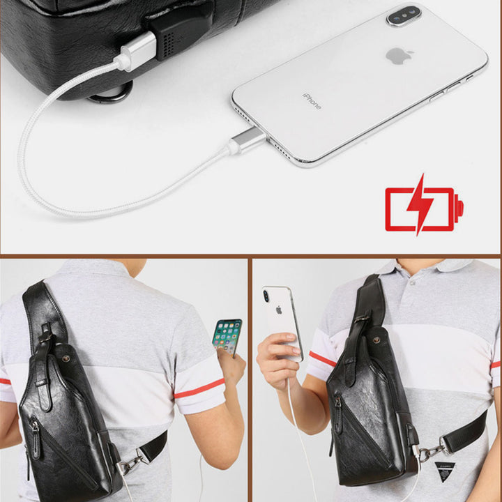 Wasserdichte Schultertasche mit Diebstahlschutz und USB-Aufladung