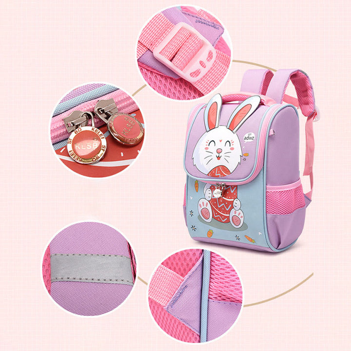 Cartoon-Rucksack für Kinder mit Tierdruck, Wirbelsäulenschutz, Schultasche