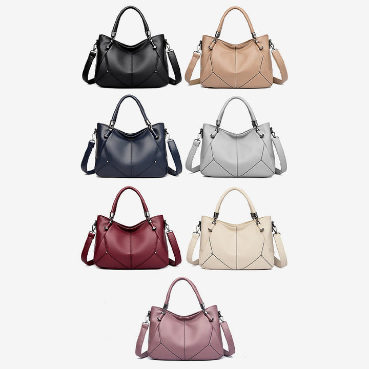 Weiche Lederhandtasche für Damen, verstellbarer breiter Riemen, minimalistische Umhängetasche