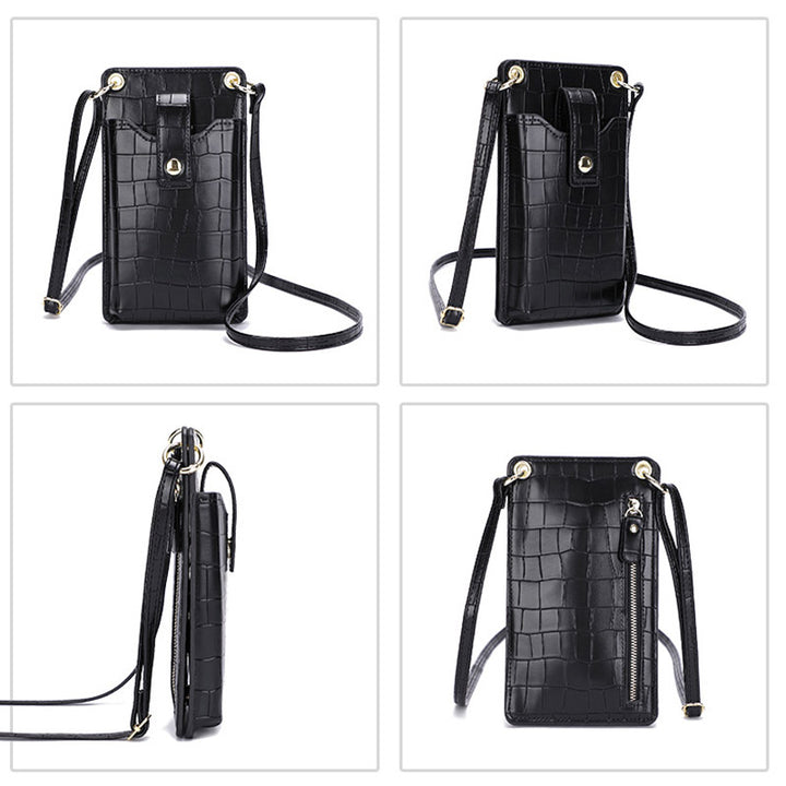 Umhängetasche aus Leder für Damen, universelle Handytasche mit Kartenfächern
