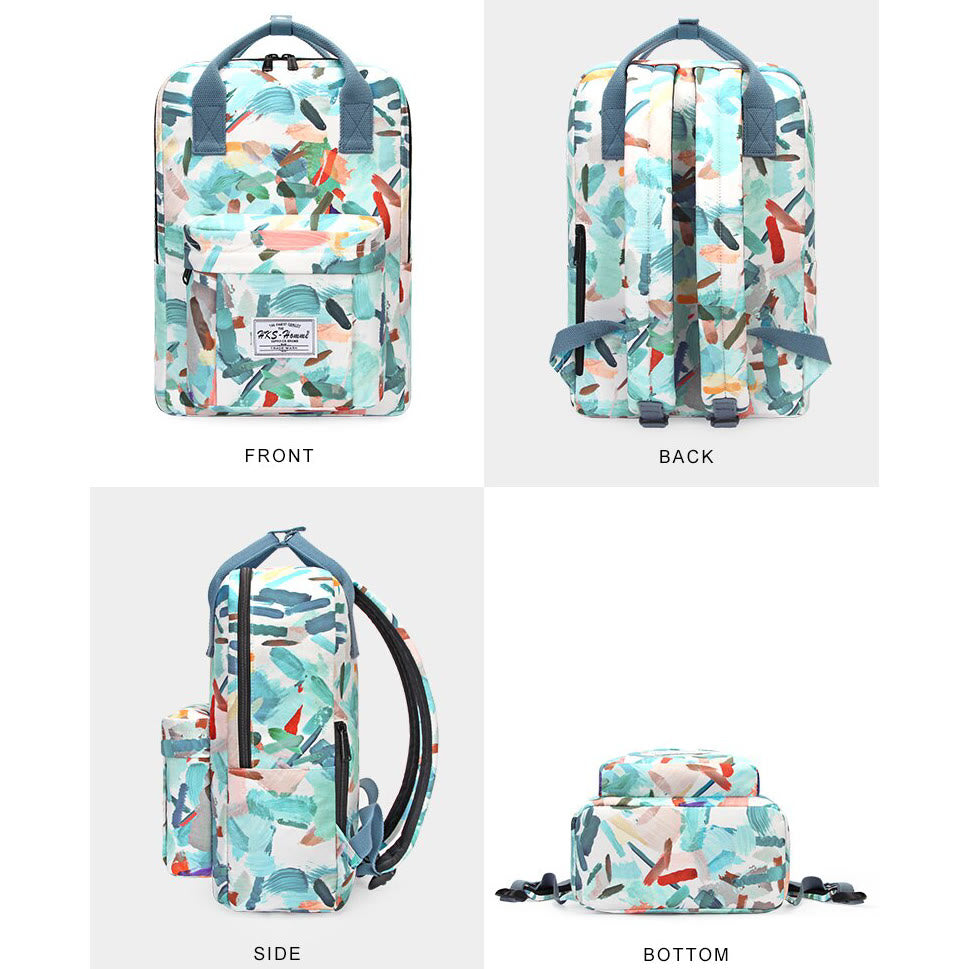 Mehrfarbig bedruckter Laptop-Rucksack, 15,6 Zoll, College-Schule, Büchertasche, Reise-Tagesrucksack