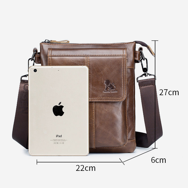 Große Kapazität Echtleder Retro Schultertasche Crossbody Tasche