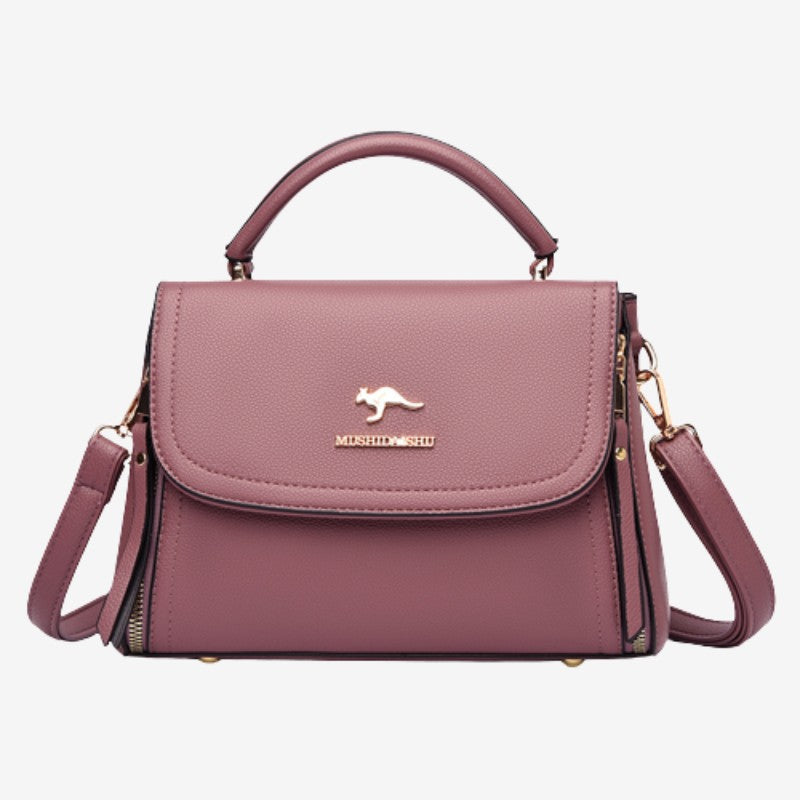 Doppelfach Top Griff Satchel Leder Umhängetasche Geldbörse Handtasche
