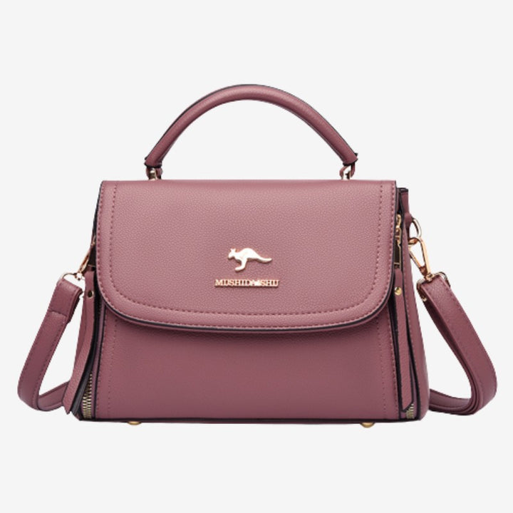 Doppelfach Top Griff Satchel Leder Umhängetasche Geldbörse Handtasche