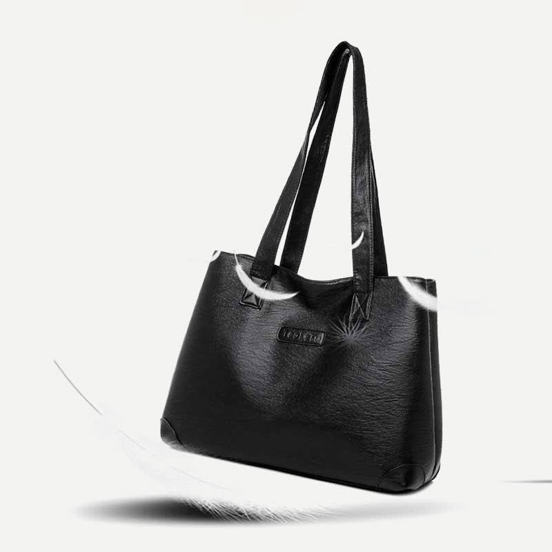 Damen Handtasche aus weichem Kunstleder mit zwei Fächern, Schultertasche