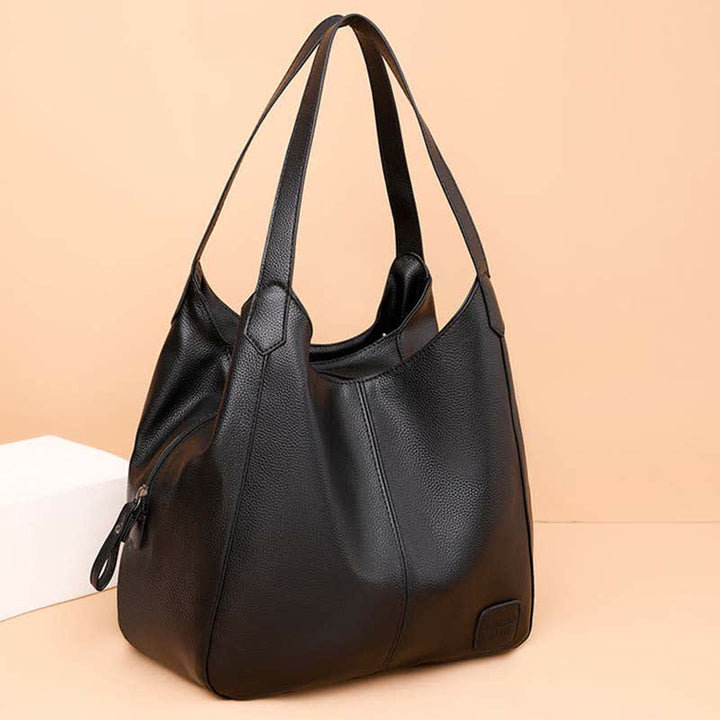 Hobo-Tasche mit drei Fächern für Damen, Schultertasche aus PU-Leder