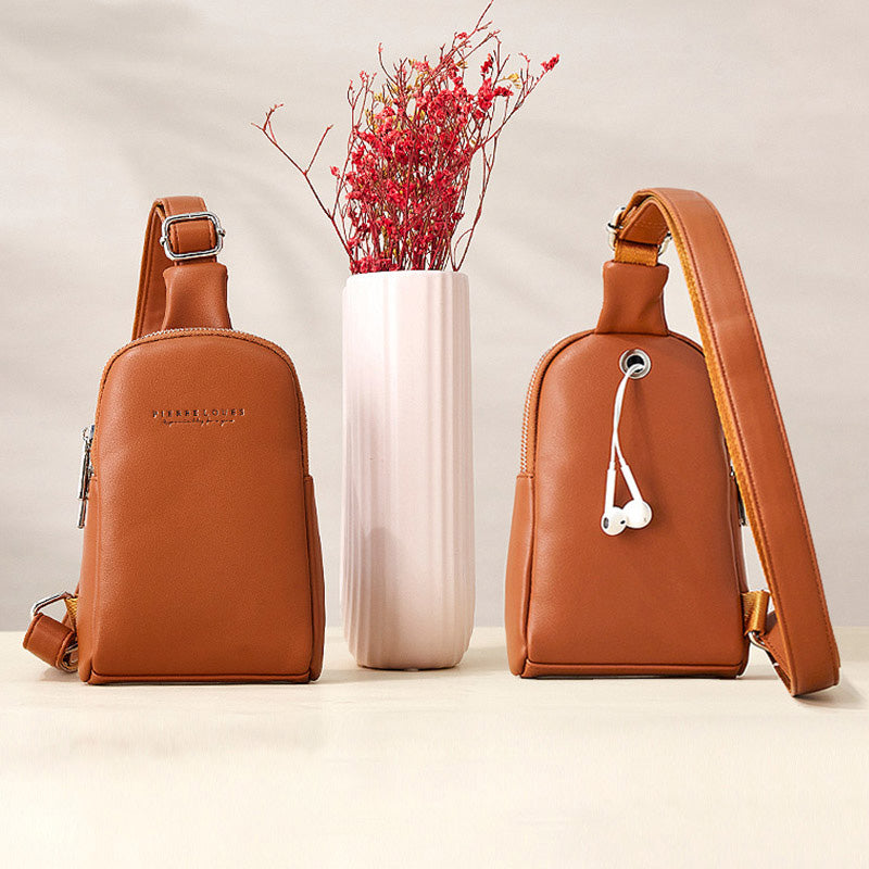 Leichte, lässige Schultertasche für Damen, kleiner Umhängerucksack aus PU-Leder
