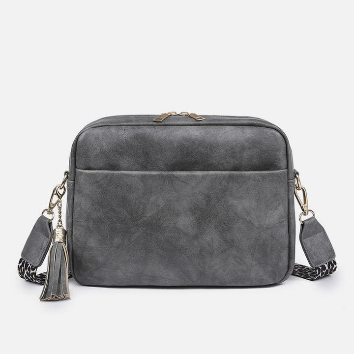 Umhängetasche für Damen, Retro-Tasche mit Quaste, PU-Leder