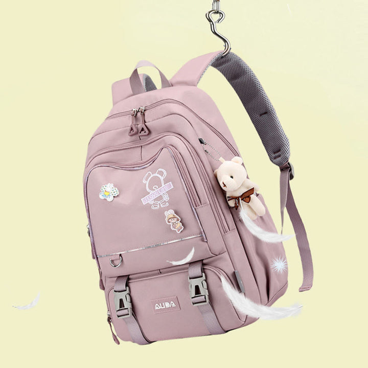 Rucksack für Damen, mehrere Taschen, großes Fassungsvermögen, Polyesterfaser, Schul-Tagesrucksack