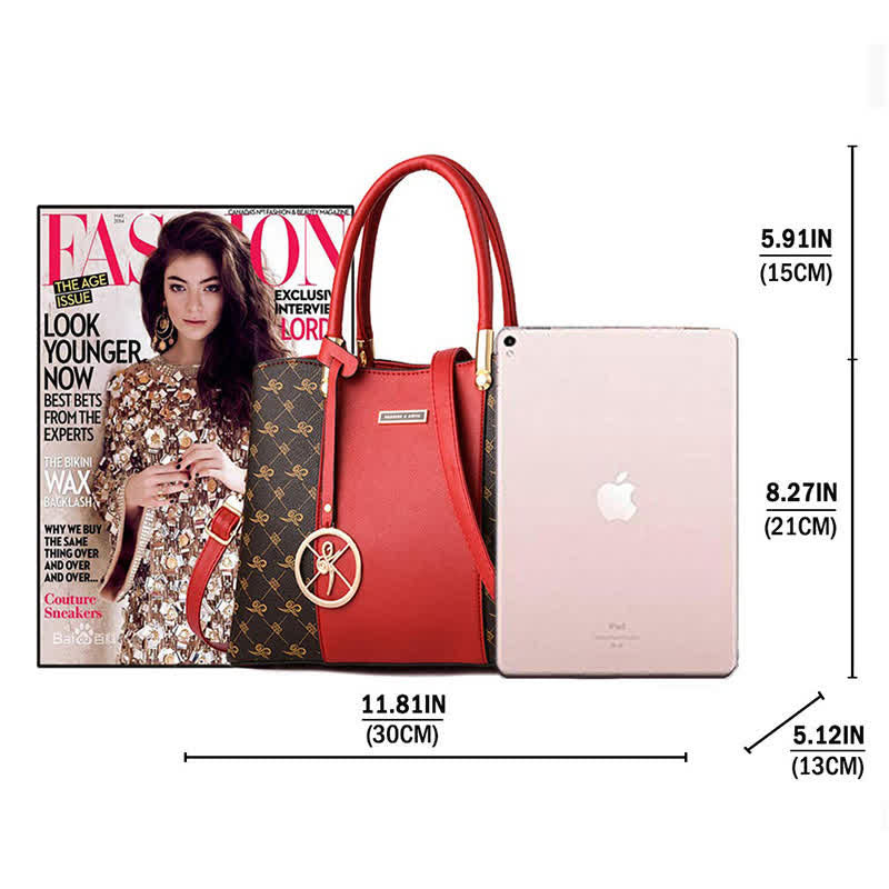 Umhängetasche mit drei Fächern, Schultertasche, Handtasche für Damen