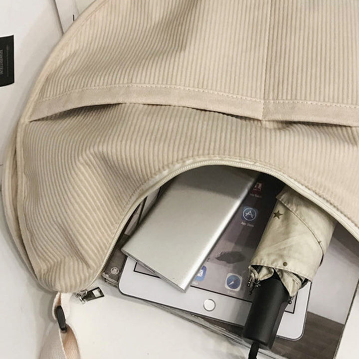 Umhängetasche für Damen, Retro-Coduroy-Patchwork, große Kapazität